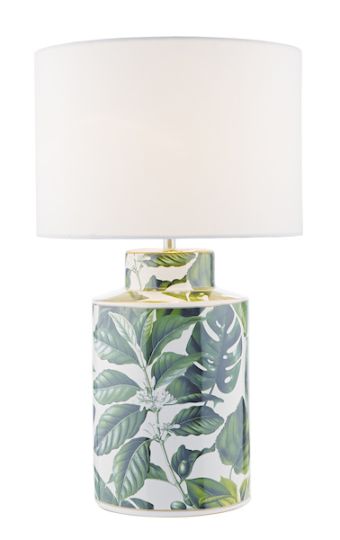 Dar Filip Table Lamp Green Leaf Print Base Only