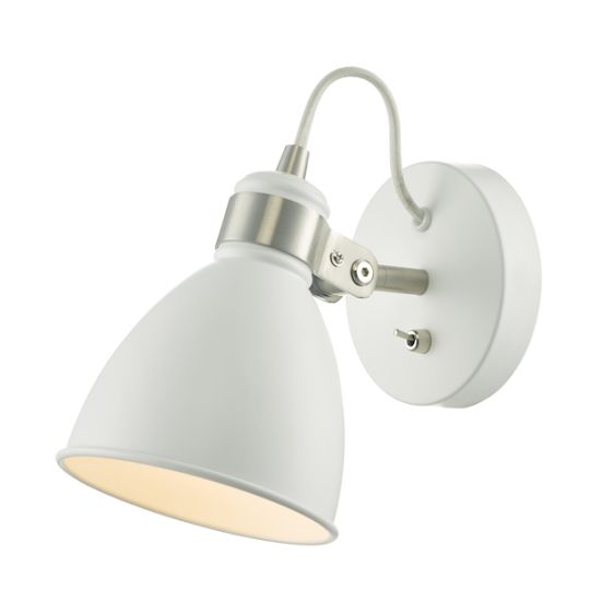 Dar Frederick Single Wall Spotlight White Satin Chrome