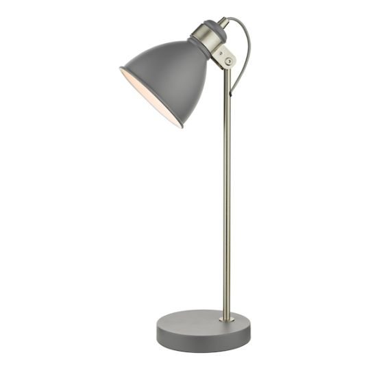 Dar Frederick Task Table Lamp Dark Grey Satin Chrome