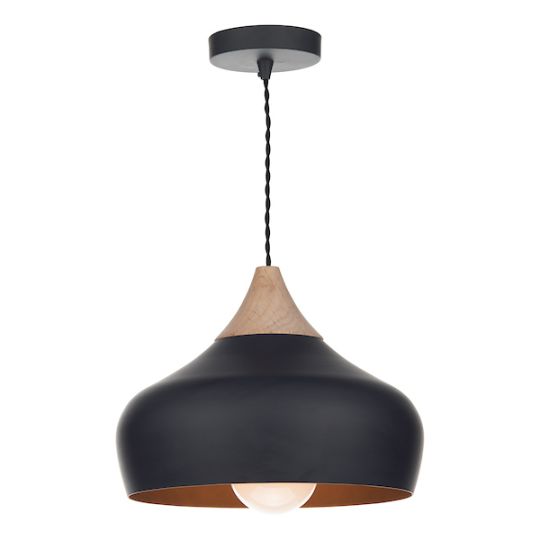 Dar Gaucho 1 Light Pendant Black