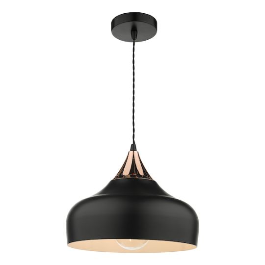 Dar Gaucho 1 Light Single Pendant Black And Copper