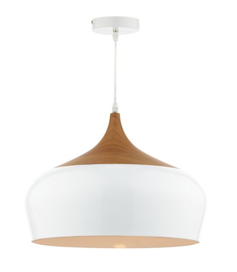 Dar Gaucho 1 Light Pendant White Large