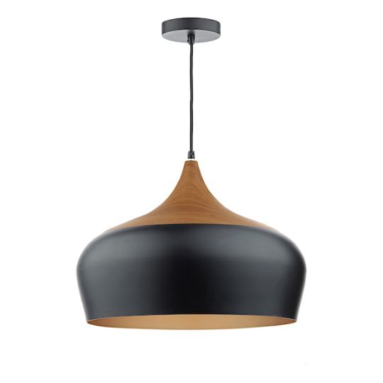 Dar Gaucho 1 Light Pendant Black Large