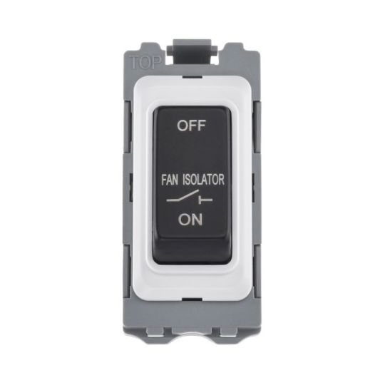 Saxby Grid 10A Fan Isolator Grid Module - Matt Black in Matt Black