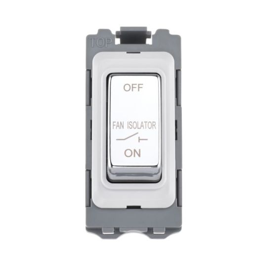 Saxby Grid 10A Fan Isolator Grid Module - Polished Chrome in Chrome Effect Plate
