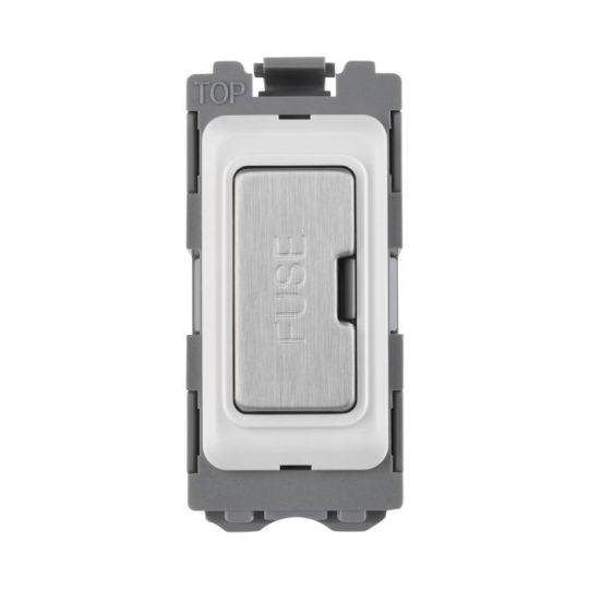 Saxby Grid 13A Fuse Holder Module - Brushed Steel in Brushed Steel