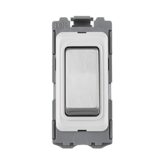 Saxby Grid 20A Dp 2-Way Grid Switch Module - Brushed Steel in Brushed Steel