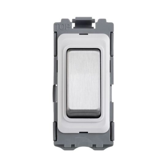 Saxby Grid 20A Intermediate Grid Switch Module - Brushed Steel in Brushed Steel