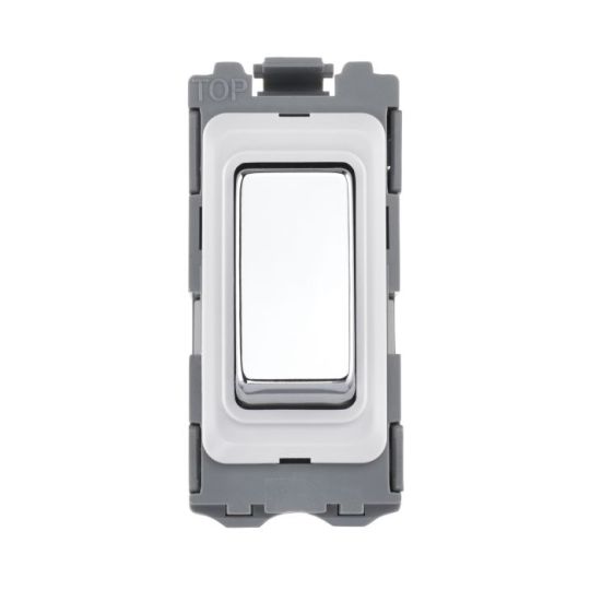 Saxby Grid 20A Intermediate Grid Switch Module - Polished Chrome in Chrome Effect Plate