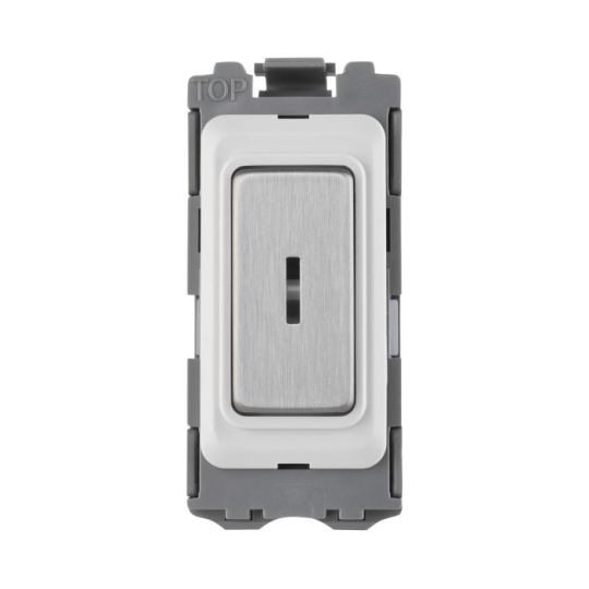 Saxby Grid 20A Dp 2-Way Grid Key Switch Module - Brushed Steel in Brushed Steel