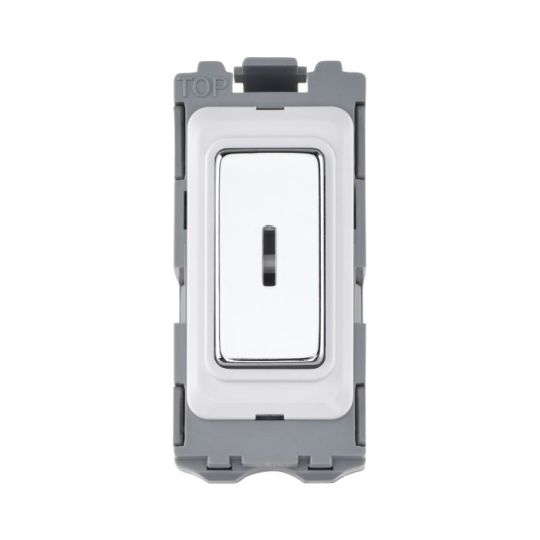 Saxby Grid 20A Dp 2-Way Grid Key Switch Module - Polished Chrome in Chrome Effect Plate