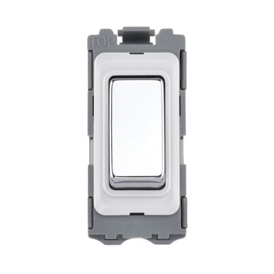 Saxby Grid 20A Sp 2-Way Grid Switch Module - Polished Chrome in Chrome Effect Plate