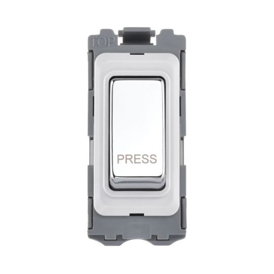 Saxby Grid 20A Sp Retractive (Press) Grid Switch Module - Polished Chrome in Chrome Effect Plate