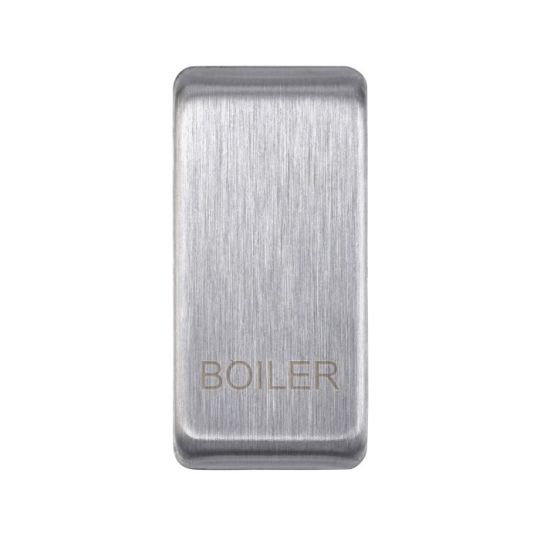Saxby Grid Rocker Cover Marked 'Boiler' - Brushed Steel in Brushed Steel
