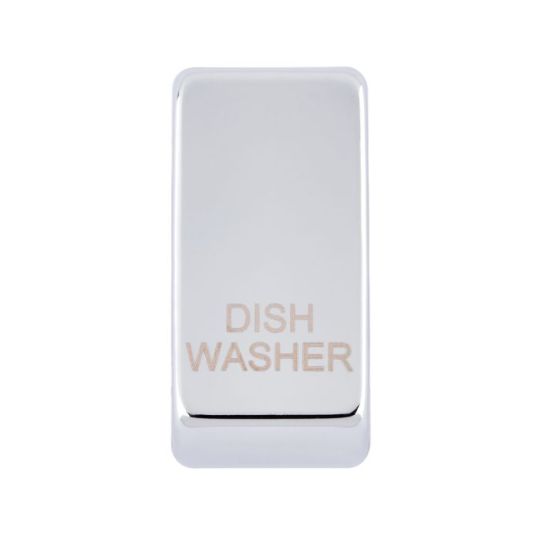 Saxby Grid Rocker Cover Marked 'Dishwasher' - Polished Chrome in Chrome Effect Plate