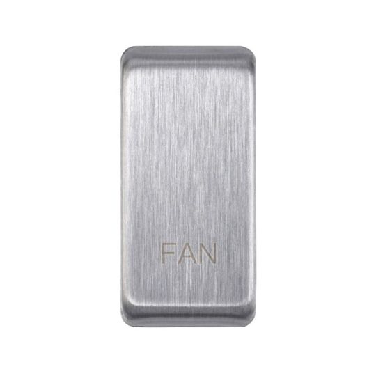 Saxby Grid Rocker Cover Marked 'Fan' - Brushed Steel in Brushed Steel
