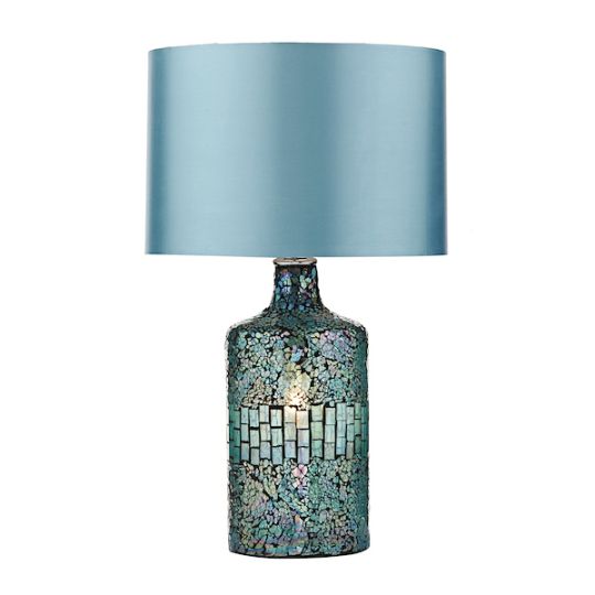 Dar Guru Table Lamp Blue Mosaic Dual Source With Shade