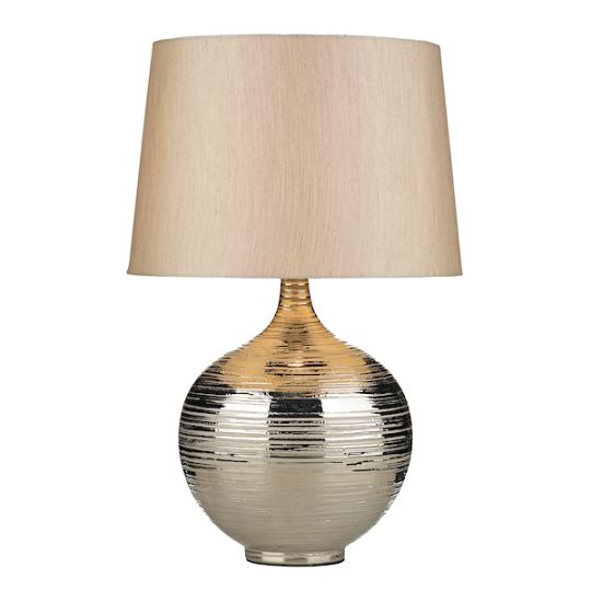 Dar Gustav Large Table Lamp Silver With Shade