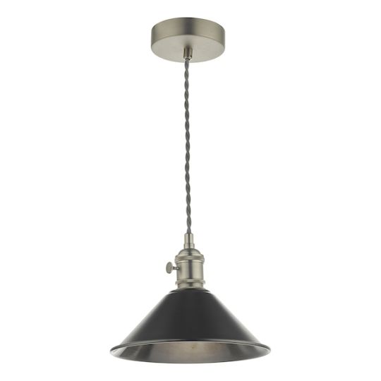 Dar Hadano Pendant Antique Chrome With Antique Pewter Shade