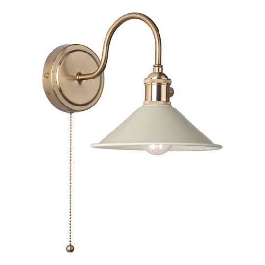 Dar Hadano Wall Light Natural Brass With Cashmere Shade