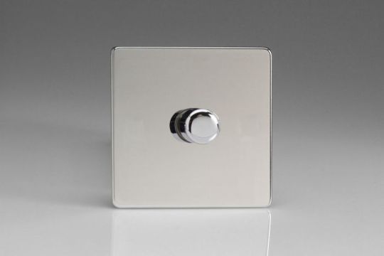 VARILIGHT Lighting - 1 GANG (SINGLE), 1 OR 2 WAY 400 WATT (TRAILING EDGE) DIMMER DIMENSION SCREWLESS POLISHED CHROME - JDCP401S