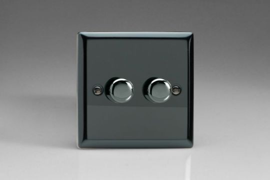 Varilight Iridium 2-Gang 2-Way Push On/Off Rotary LED Dimmer 2 x 0-120W (1-10 LEDs)