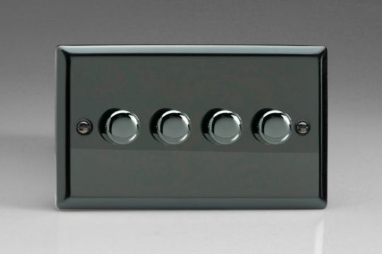 Varilight Iridium 4-Gang 2-Way Push On/Off Rotary LED Dimmer 4 x 0-120W (1-10 LEDs) (Twin Plate)