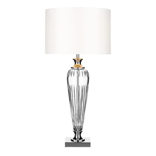 Dar Hinton Table Lamp Polished Chrome Crystal With Shade