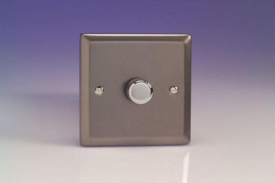 Varilight Pewter 1-Gang 2-Way Push On/Off Rotary LED Dimmer 1 x 0-120W (1-10 LEDs)