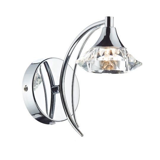 Dar Luther Wall Light Polished Chrome Crystal