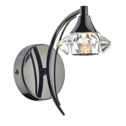 Dar Luther Wall Light Black Chrome Crystal