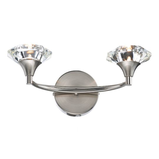 Dar Luther 2 Light Wall Light Satin Chrome Crystal