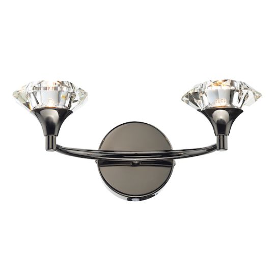 Dar Luther 2 Light Wall Light Black Chrome Crystal