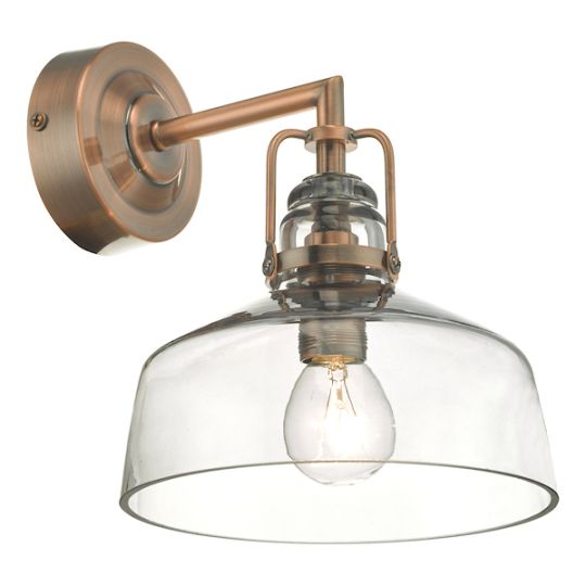 Dar Miles Wall Light Antique Copper Smoked Glass