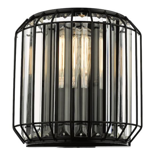 Dar Naeva 2 Light Wall Light Matt Black Glass