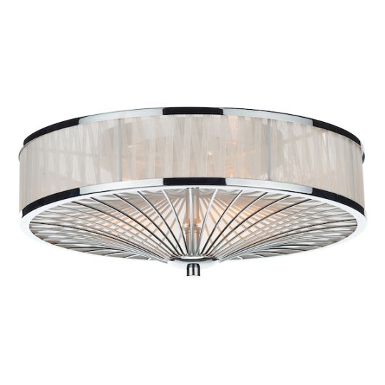 Dar Oslo 3 Light Flush Polished Chrome/ White