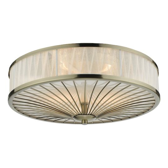 Dar Oslo 3 Light Flush Antique Brass