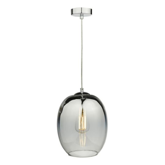 Dar Patrice 1 Light Pendant Silver Glass