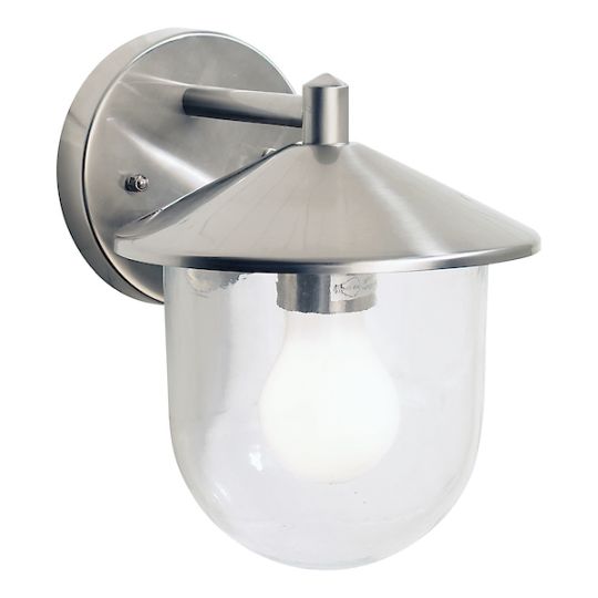 Dar Poole Outdoor Wall Light Stainless Steel Glass IP44