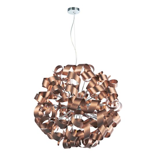 Dar Rawley 12 Light Pendant Brushed Copper