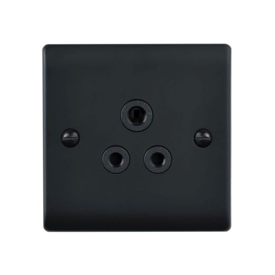 Saxby Raised Screwed 5A Unswitched Socket - Matt Black With Black Insert in Matt Black