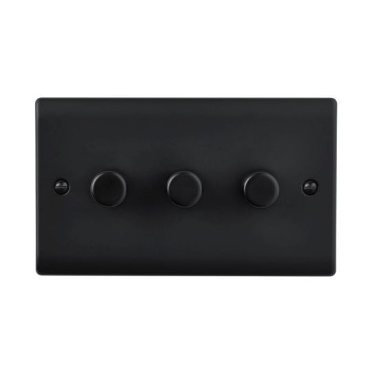 Saxby Raised Screwed 3G Led Dimmer 5-100W - Matt Black in Matt Black
