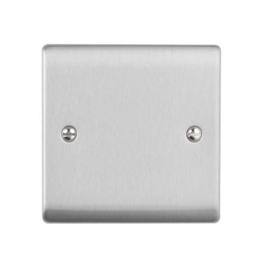 Saxby Raised Screwed 1G Blanking Plate - Brushed Steel in Brushed Steel