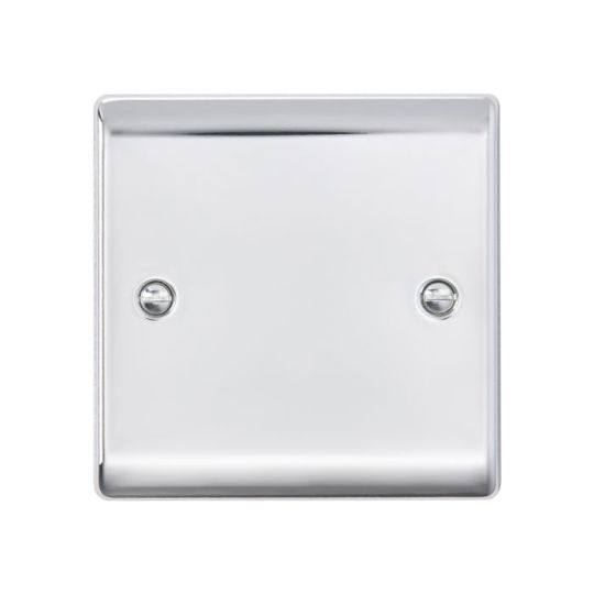 Saxby Raised Screwed 1G Blanking Plate - Polished Chrome in Chrome Effect Plate