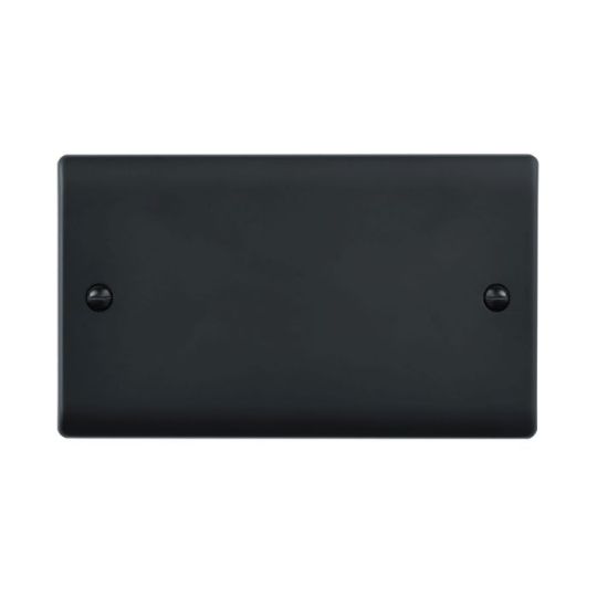 Saxby Raised Screwed 2G Blanking Plate - Matt Black in Matt Black
