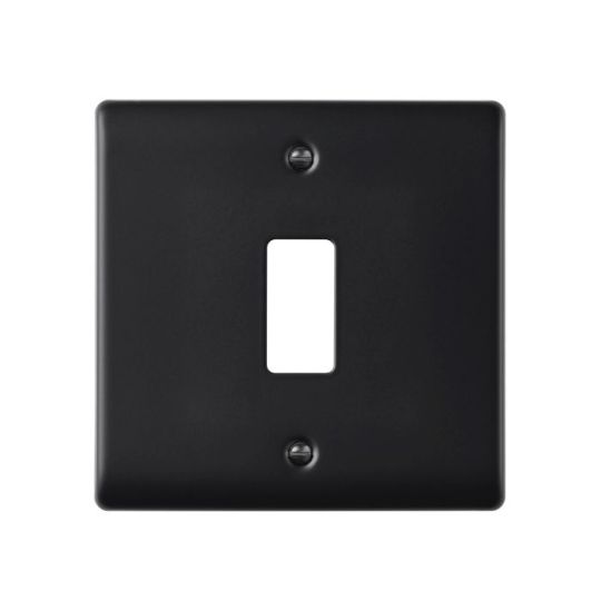 Saxby Raised Screwed 1G Grid Front Plate - Matt Black in Matt Black