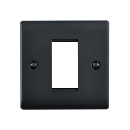 Saxby Raised Screwed 1G Modular Faceplate (1 Module) - Matt Black in Matt Black