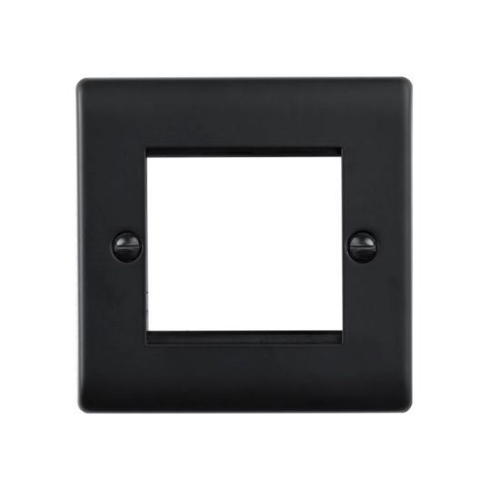 Saxby Raised Screwed 2G Modular Faceplate (2 Modules) - Matt Black in Matt Black