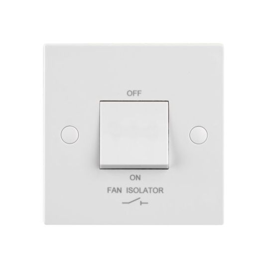 Saxby Square Edge 10Ax 1G 3-Pole Fan Isolator Switch in White