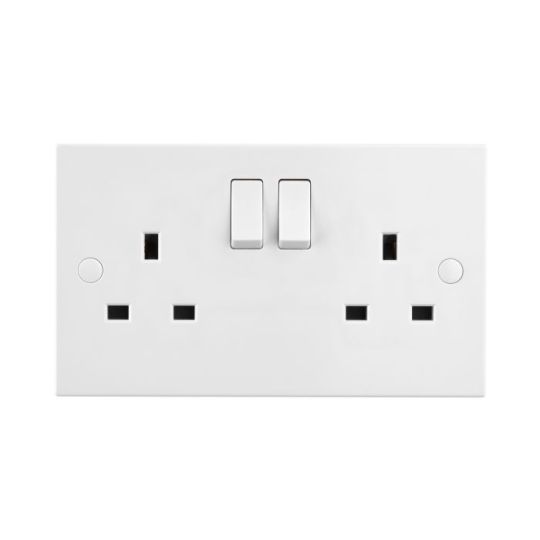 Saxby Square Edge 13A 2G Dp Switched Socket in White